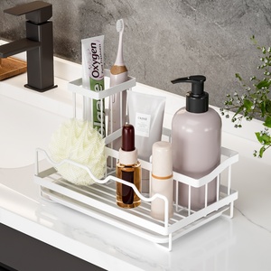Porte-éponge auto-drainant Caddy d'évier de cuisine Organisateur de rangement d'évier <span class=keywords><strong>noir</strong></span> avec plateau d'égouttement amovible - Product Image 6