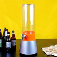 Dispenser Menara Bir 3L dengan Alas Lampu LED Isi Ulang yang Dapat Dilepas, Pendingin Minuman Anggur Es Plastik Komersial untuk Restoran