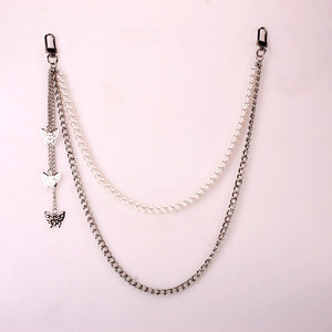 Harajuku Style Pearl Butterfly Waist <b>Chain</b> Silver Unisex Fashion Body <b>Chain</b> Daily Wear <b>Cross</b> Border - Product Image 5
