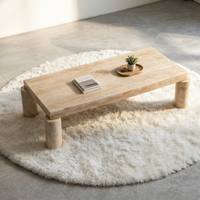Table basse rectangulaire style Wabi-sabi avec socle bas en marbre travertin beige pour la décoration de la maison, meubles de salon