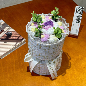 Fiori Artificiali Decorativi in Tessuto, Girasoli all'Uncinetto Fatti a Mano, Bouquet <span class=keywords><strong>Colorato</strong></span>, Composizione Floreale, Regalo per San Valentino - Product Image 6