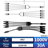 Connecteur de branche solaire PV-BMY5 CE IP67 4 à 1 30A 1000V DC femelle et mâle étanche de type Y pour système photovoltaïque solaire