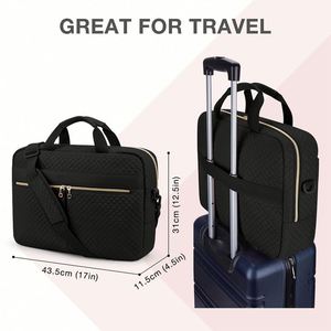 Sac pour ordinateur portable personnalisé grand format 15,6 17,3 pouces, sacoche pour femme en polyester, étui pour ordinateur portable pour le bureau, les voyages, les affaires, sacs noirs - Product Image 2