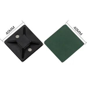 Pegamento verde 40*40mm negro autoadhesivo Nylon plástico Zip Cable soporte de amarre de pared Clip de anclaje de pared montaje de abrazadera