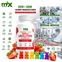 Complément alimentaire en gommes à l'Urolithine 500 mg, saveur fraise naturelle, pour une vieillesse saine, la santé de la peau, les antioxydants et la vitalité cellulaire