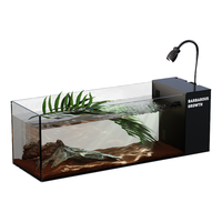 Acuario de Escritorio Rectangular de Vidrio Transparente Ultra Blanco de Estilo Moderno de Alta Calidad de 220 V, Tanque de Peces Ecológico con Filtro Lateral de 10 W