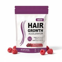 Vitamines pour la croissance des cheveux, gommes à mâcher molles, complément alimentaire pour femmes et hommes adultes, 10000 MCG de biotine, favorise des cheveux plus épais, plus volumineux et plus forts