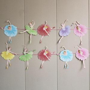 Youlun, venta al por mayor, Bandera de papel, multicolor, Ángeles bailarines, chica de <span class=keywords><strong>Ballet</strong></span>, pancartas de fiesta de feliz cumpleaños para decoración de fiesta - Product Image 5