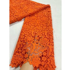 Vải ren Guipure thêu nổi, chất liệu hòa tan trong nước, đính sequin, thân thiện với môi trường, màu hồng, vải châu Phi, dùng cho đám cưới, tiệc tùng, may váy - Product Image 5