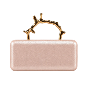 Sac de soirée élégant pour femme en PU brillant avec poignée supérieure en forme de branche dorée, pochette unique avec poignée en brindille dorée pour événements formels - Product Image 5