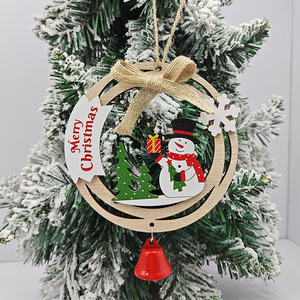 Adorno Navideño Colgante de Madera, Campana Redonda, Muñeco de Nieve, Reno, Santa Claus, Decoración para Árbol - Product Image 2