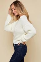 Mode casual chaud confortable à manches longues col en V gros pull en tricot pour les femmes