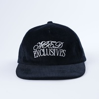 Custom Unstructured 5-Panel petflespetten Zwarte Sportieve Pet met Geborduurd Logo Luipaard/Fruit Patroon Corduroy Stof Unisex Pet