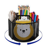 Organisateur de bureau en métal, porte-stylos rotatif à 360°, 5 compartiments