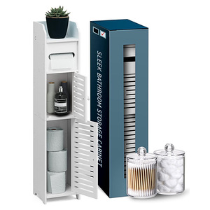 Bathroom <b>Narrow</b> <b>Storage</b> Rack 4 Layers Freestanding Toilet Side Cabinet Custom Size Durable Rectangle - Product Image 3