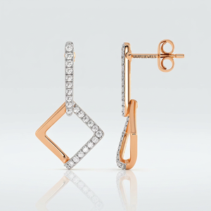 Contemporary Asymmetric <b>Square</b> Lab Grown <b>Diamond</b> <b>Earrings</b> for Women 10K 14K 18K Gold 925 935 Silver - Product Image 4