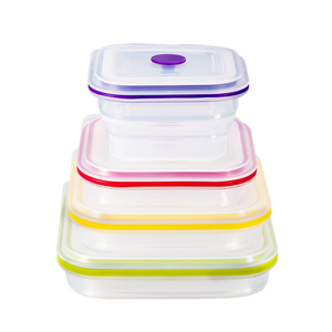 Amazon Top Seller Eco Friendly Collapsible Lunch Box Bento Silicone Food Storage Container Set with Lids