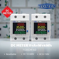 TOMZN 4 in 1 DC Energy Meter DC 8-150V/14-600V 63A Voltmeter Ammeter Watt Power Monitor KWh Reset Digital Multimeter untuk Tenaga Surya