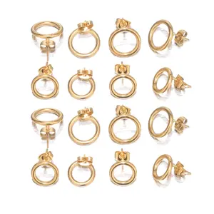 10 pezzi di alta qualità Color oro in acciaio inossidabile scavano orecchini a bottone rotondi per realizzare materiali risultati gioielli fai da te all'ingrosso