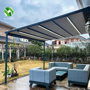 Bioclimatic Aluminum Pergola Motorized <strong>Retractable</strong> <strong>Roof</strong> Waterproof Outdoor <strong>Gazebo</strong> with LED for Patio Garden - Product Image 2
