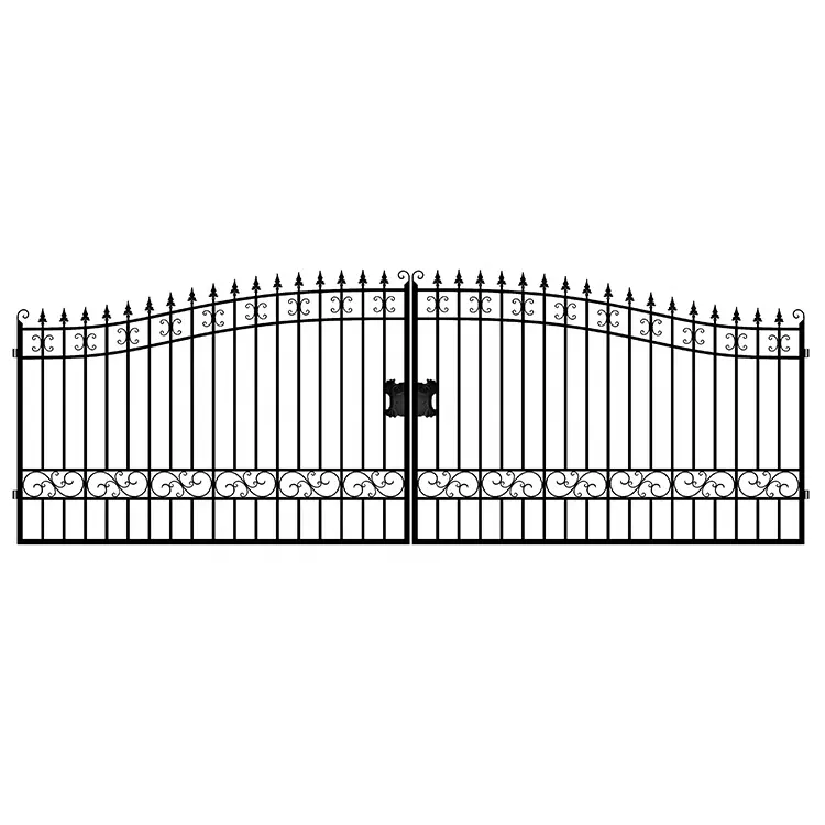 Suihe Outdoor Driveway Garden Fence Gate Bi-Parting Wrought Iron Gate With Animal Design