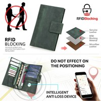 Porte-passeport vintage en cuir Crazy Horse avec RFID, grande capacité, avec emplacement pour AirTag, anti-perte, sac de voyage familial pour passeports