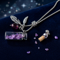 Collier pendentif en pierre d'aromathérapie violette avec gravier de cristal naturel