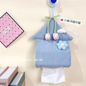 Bolsa de pañuelos de tela con diseño de casa azul de Chunzao, organizador de pañuelos colgante para uso doméstico - Product Image 1