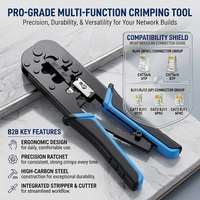Kit d'outils de sertissage RJ45 8P8C 6P6C avec testeur de câble, coupe-câble, dénudeur, fiches RJ45 Cat5e Cat6 et capuchons RJ45