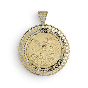 Pendentif religieux pièce de monnaie mexicaine de <span class=keywords><strong>50</strong></span> Peso en laiton plaqué <span class=keywords><strong>or</strong></span> 14K, breloques Hip Hop pour collier et bijoux - Product Image 2