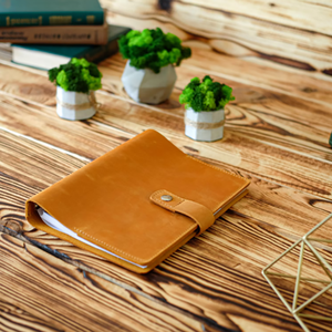 Кожаная Обложка для ноутбука А5 со слотами, персонализированная Кожаная Обложка для журнала с кольцом, перезаправляемая Обложка для книг, офисные подарки - Product Image 5