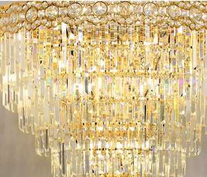 JYLIGHTING 럭셔리 골드 크리스탈 샹들리에 맞춤형 현대 호텔 대형 펜던트 조명 웨딩 장식 빌라 조명 - Product Image 2