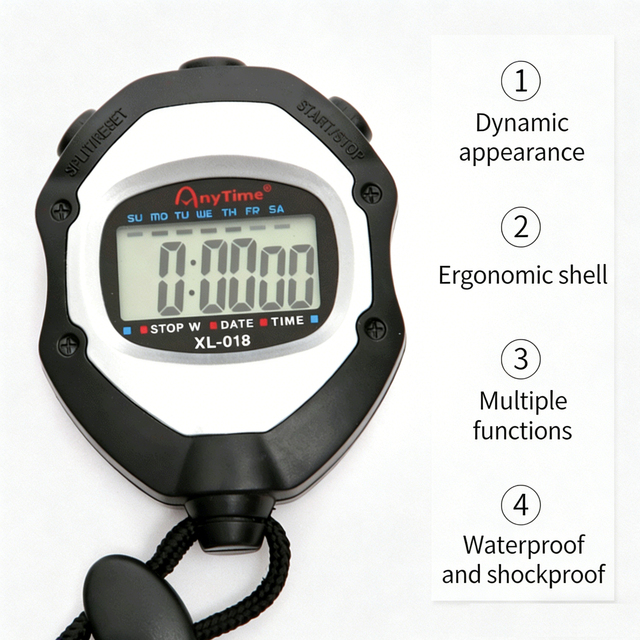 Electronic Professional Training Waterproof Multi-Functional Digital LED Stopwatch Timer with Start/Stop Button Alarm Clock OEM