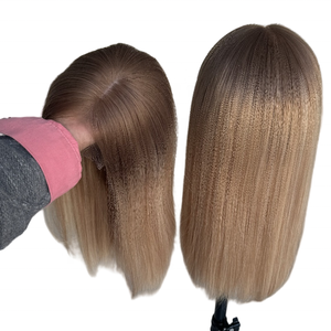 Nouveau modèle Perruques à pince en silicone Perruques de base en soie à lacet complet en <span class=keywords><strong>cheveux</strong></span> humains vierges européens Remy Perruques médicales de luxe - Product Image 5