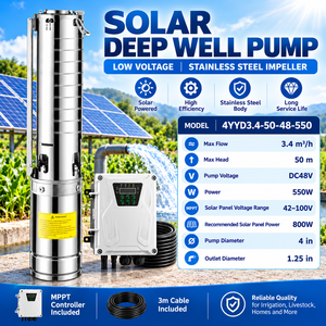 Bomba de Agua Sumergible de Acero Inoxidable QY de 4 Pulgadas, 550W DC48V, con Controlador MPPT - Product Image 1