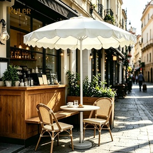 Großhandel Aluminium-Garten-Sonnenschirm <span class=keywords><strong>mit</strong></span> Retro-Wellenkante für Terrasse, Garten, Außenbereich, Hinterhof und Deck - Product Image 1