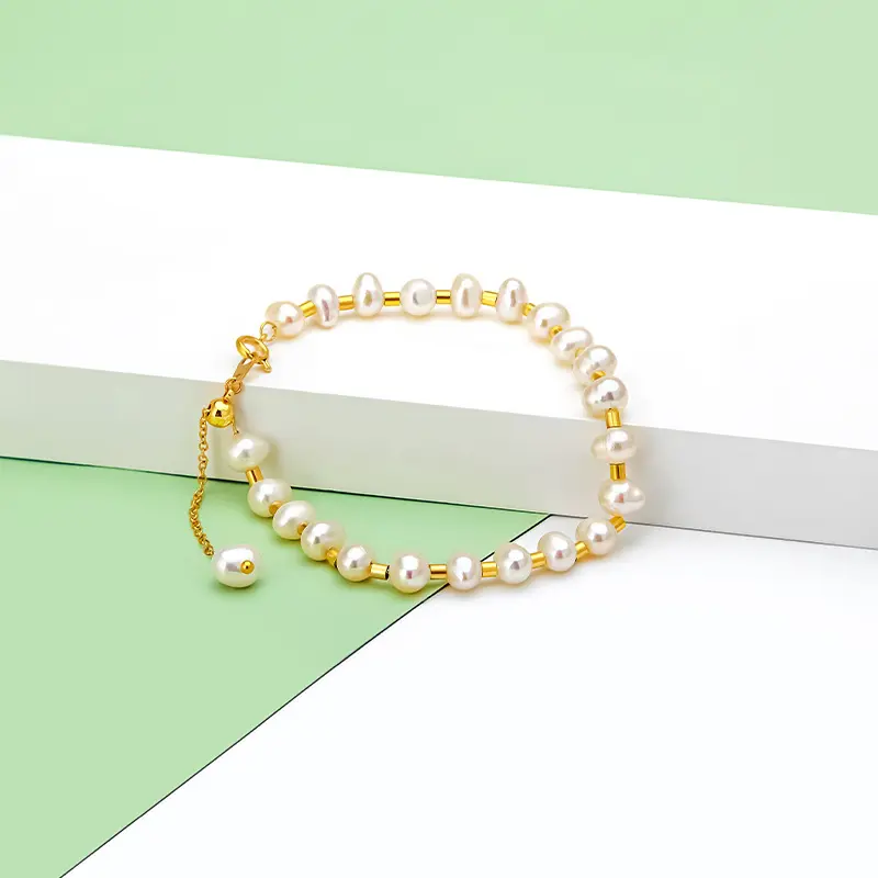 Braccialetto di perle gioielli di moda naturale perla d'acqua dolce in rilievo braccialetto di Design personalizzato gioielli per le donne regalo