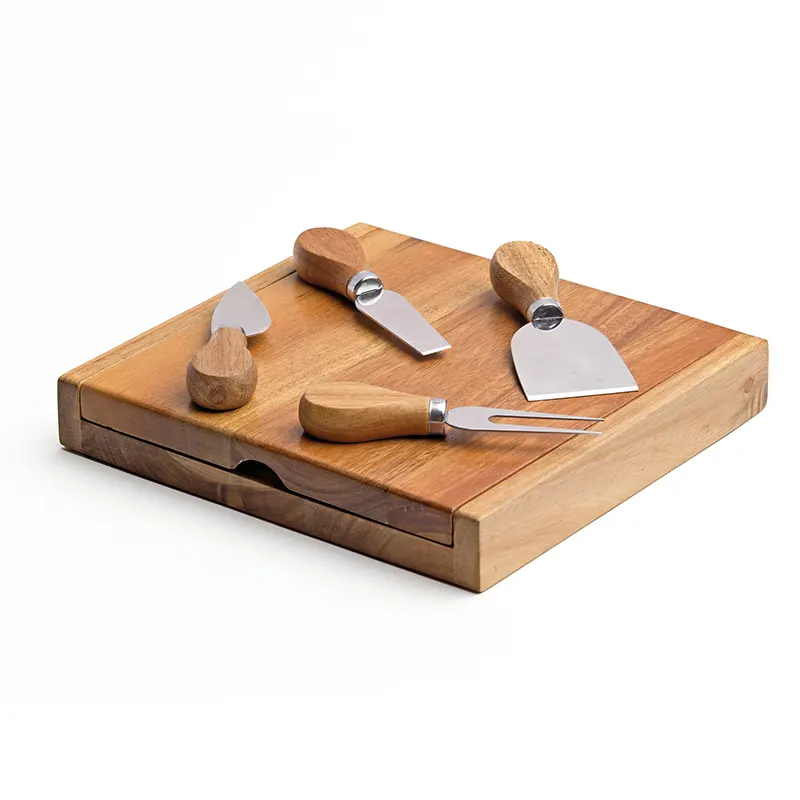 Bamboo Cheese Cutting Board Gift Set - Appetizer,Charcuterie & Cheese Platter Serving Tray With Knife & Accessories