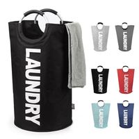 Panier à linge pliable, sac à linge pliable, bac à linge pliable, noir, poignées en aluminium robustes avec rembourrage en mousse