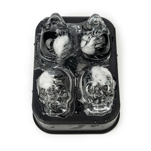 4 Hohlraum 3D-Form Lebensmittel qualität Silikon Skelett kopf Eiswürfel formen für Whisky - Product Image 2