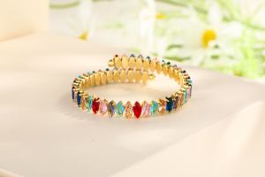 Nuova Tecnologia Bracciale Regolabile in Cristallo con Zirconia Colorata Placcato Oro 18K - Product Image 2