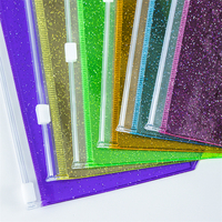 Pochettes A5 A6 A7 à fermeture éclair, pochettes PVC colorées à paillettes, sacs de rangement pour feuilles mobiles, enveloppes à monnaie zippées, protège-documents
