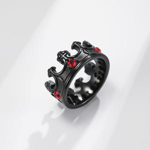 Crown Shape Ruby Inlay <b>Titanium</b> Steel <b>Ring</b> Unisex Fashion Jewelry Gothic Punk Style - Product Image 3