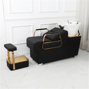 Kisen - Cama de Champú de Estilo Lujoso para Barbería, con Lavabo de Cerámica, Semi-reclinable, para Peluquería y Salón de Belleza - Product Image 2