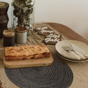 Napperon brodé en coton et lin et polyester dorés Style plaid rond pour table à manger de mariage ou de cuisine - Product Image 6