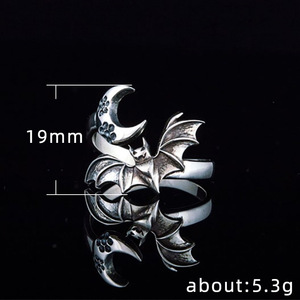 Bague chauve-souris vintage gothique unisexe ajustable, bijou fantaisie créatif et tendance - Product Image 5