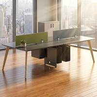 Poste de travail moderne pour bureau, bureaux informatiques, station de travail cloisonnée en bois pour employés, mobilier de table, vente en gros d'usine