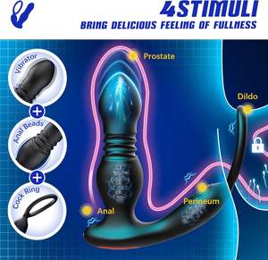 Masajeador de Próstata Masculino, Tapón Anal de Silicona, Juguete Sexual con Control Remoto por Aplicación, Vibración, Movimiento de Empuje, Recargable por USB para Hombres - Product Image 4