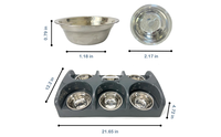 Station d'alimentation pour chiens multi-bols de qualité commerciale, 6 bols, en acier inoxydable, pour toutes les races de chiens, design durable et facile à nettoyer