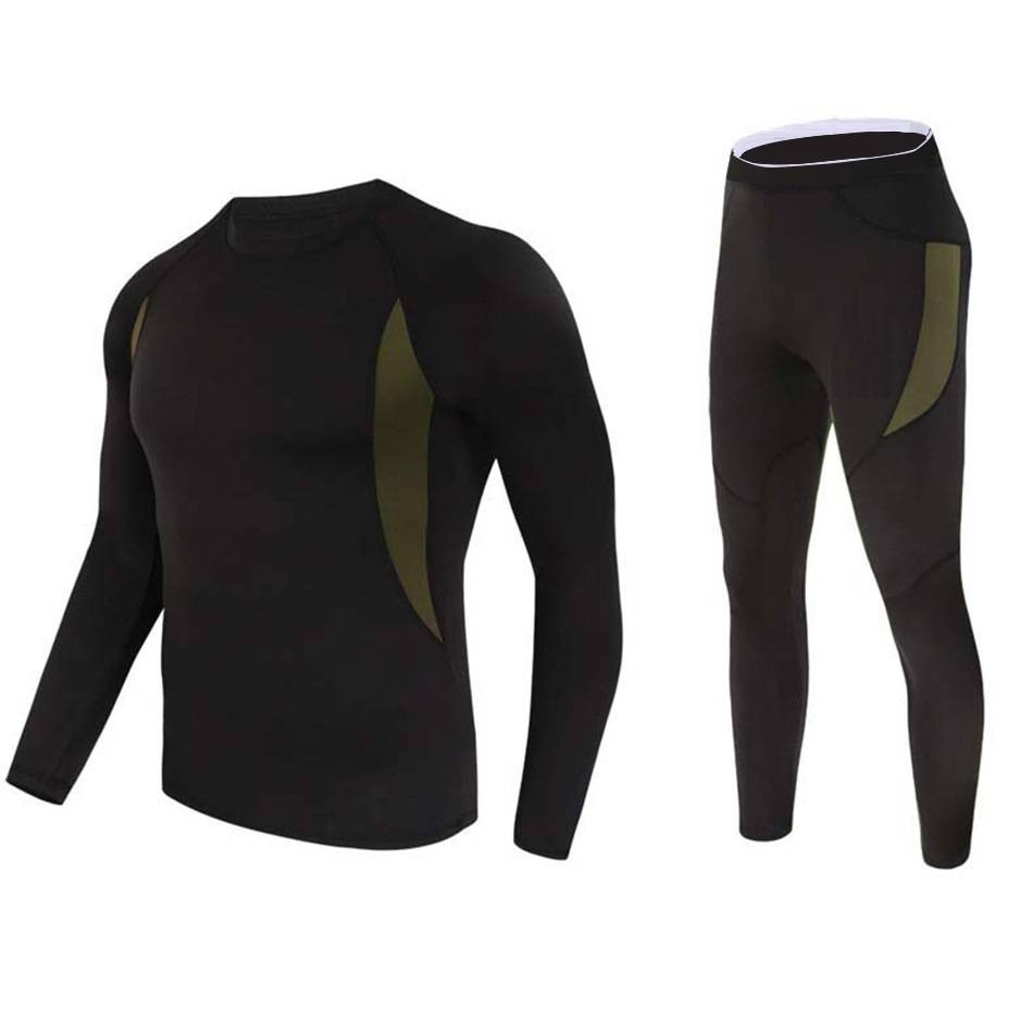 Autunno inverno Combat uomo Long Johns Tactical Thermal Underwear poliestere Spandex set da 2 pezzi per sport all'aria aperta